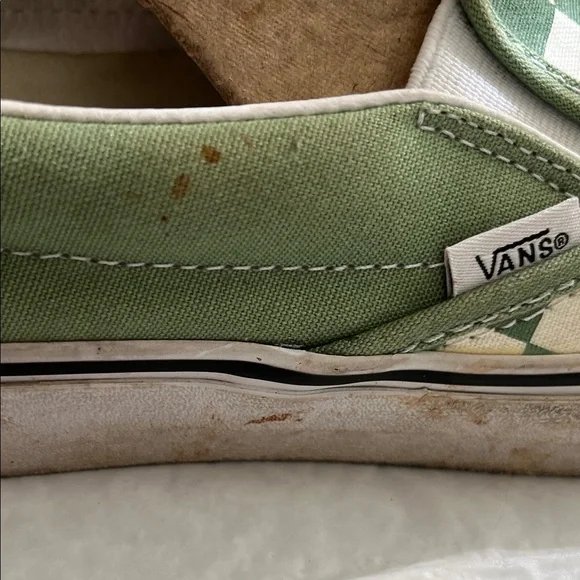 Vans Green and White Checkered slip ons - Picture 6 of 8